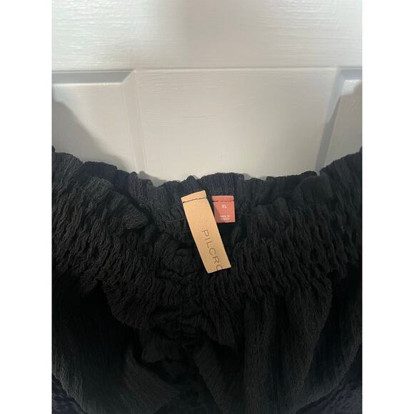 Pilcro by Athropologie Puff Sleeved Top Size XL Black Boho Cottagecore Fairy - Picture 7 of 9